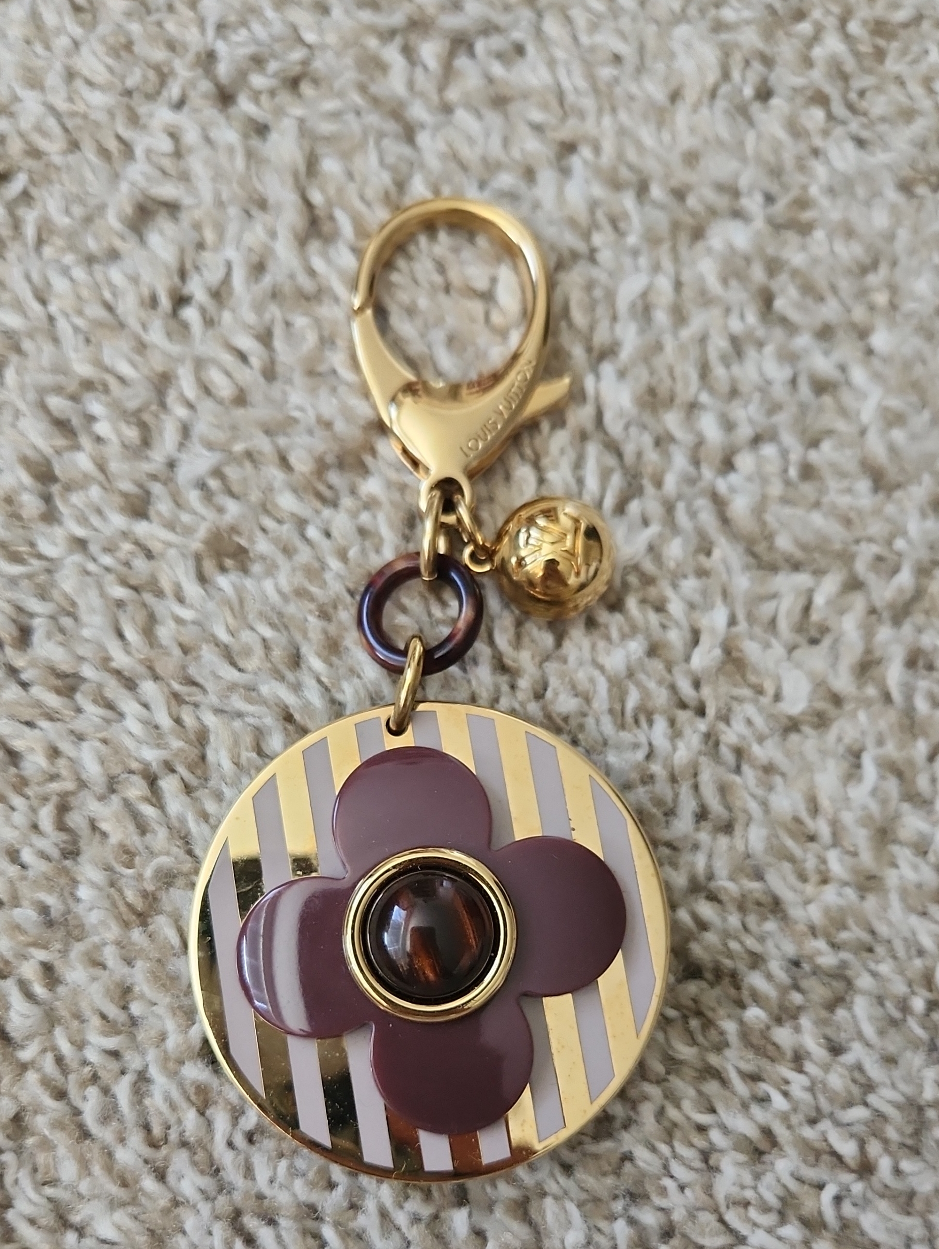 Louis Vuitton Gold-Tone And Plum Floral Key Holder Charm